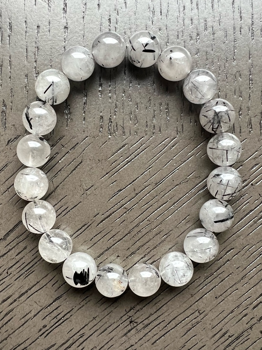 Rutilated tourmaline quartz bracelet 10mm SIZE 7’